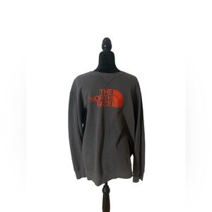 The North Face Men's Gray and Orange Sweatshirt